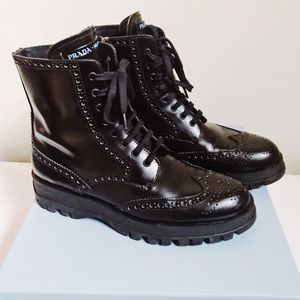 PRADA BROGUE COMBAT BOOTS 39.5 / 9